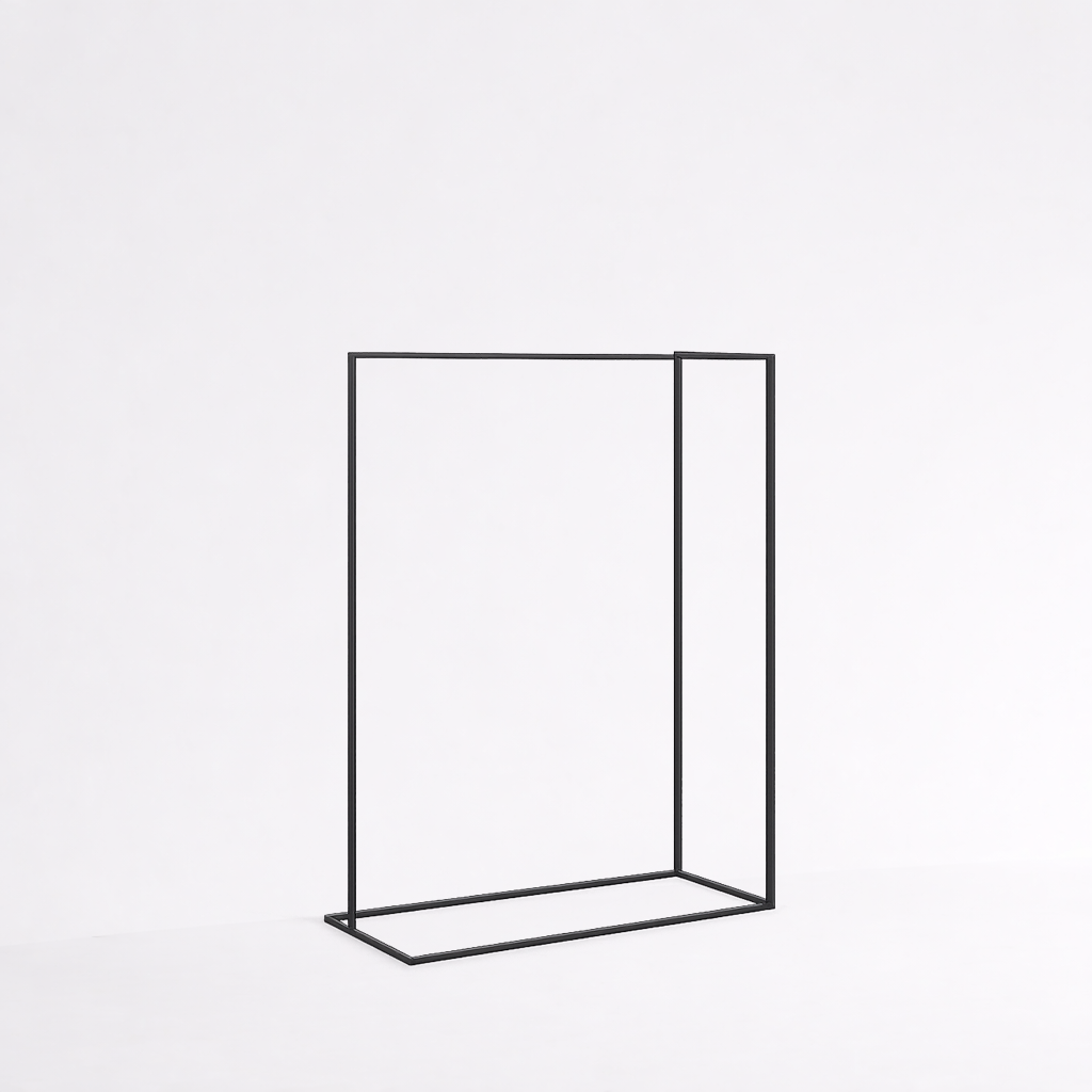 ブラックフレームのシンプルなハンガーラック店舗什器