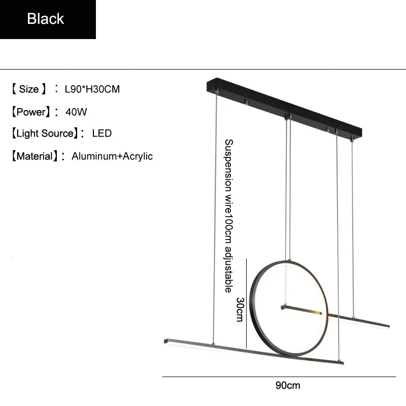 ブラックの直線型LEDペンダントライト90cmの仕様画像