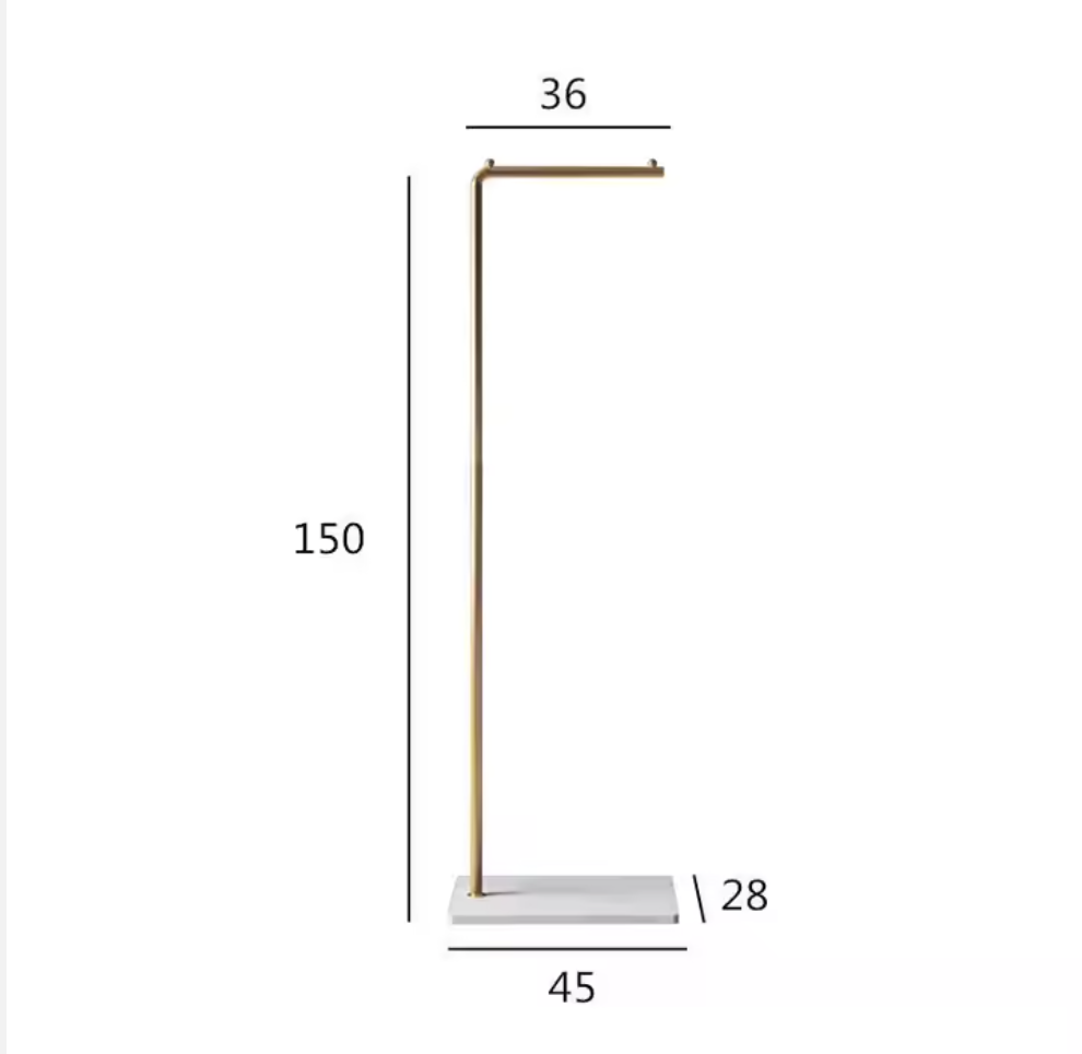 ゴールドスタンドハンガーラックのサイズ表記付きデザイン画像