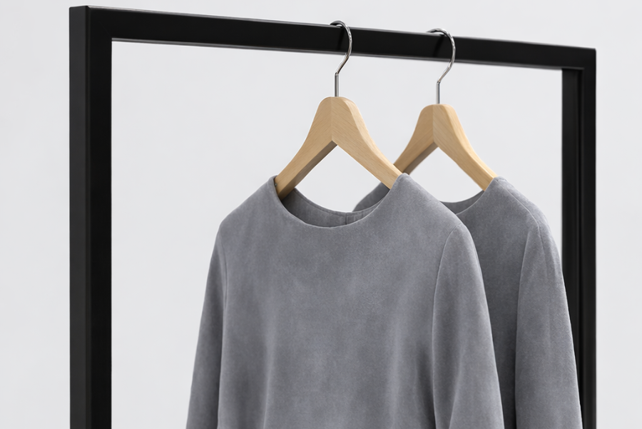 ハンガーラックのディテールと衣類ディスプレイ