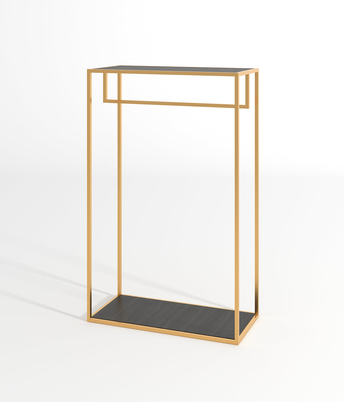 多機能デザインのモダンなハンガーラック - 棚とシューズ収納スペース付き、ブティックやアパレルショップに最適