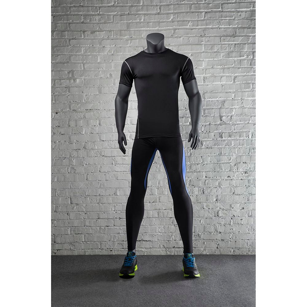 メンズスポーツマネキン 24149 ブラックのヘッドレスボディを正面から見た全身画像|weone