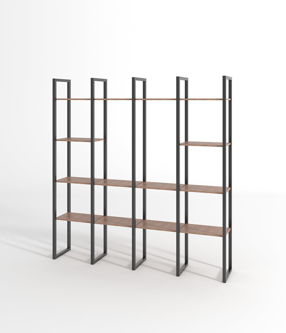 金属フレームと木製棚付きのモダンなラック - ブティック、メゾン、ショップに最適