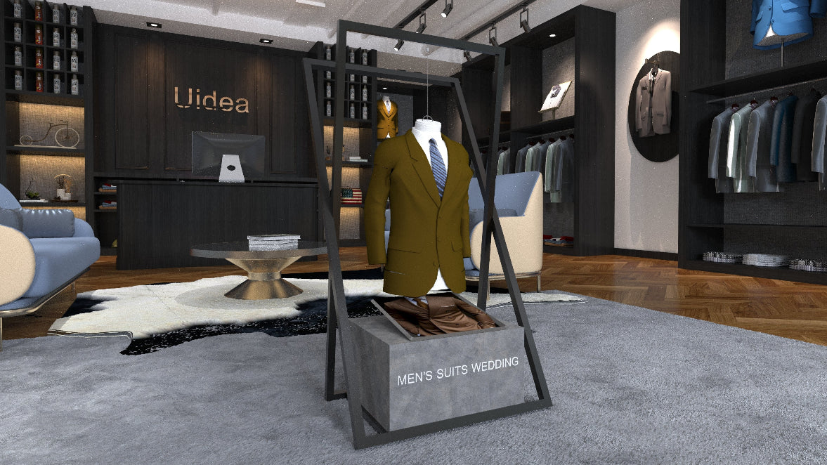 照明付きのモダンな金属フレームアパレルディスプレイスタンド - ブティックやファッションショップに最適