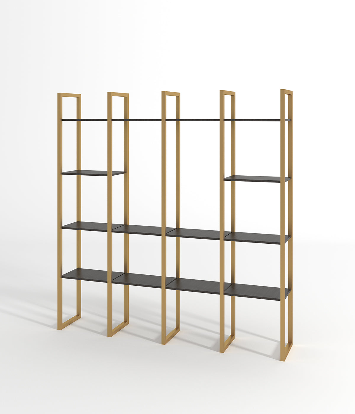 金属フレームと木製棚付きのモダンなラック - ブティック、メゾン、ショップに最適