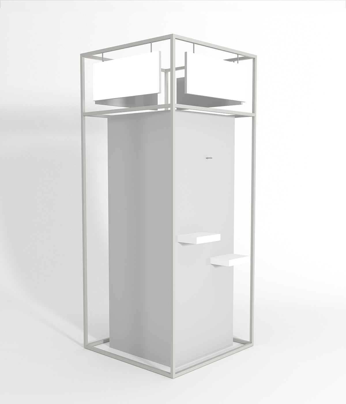 多層デザインのモダンなディスプレイスタンド - 金属フレームと木製棚付き、ブティック、メゾン、ショップに最適