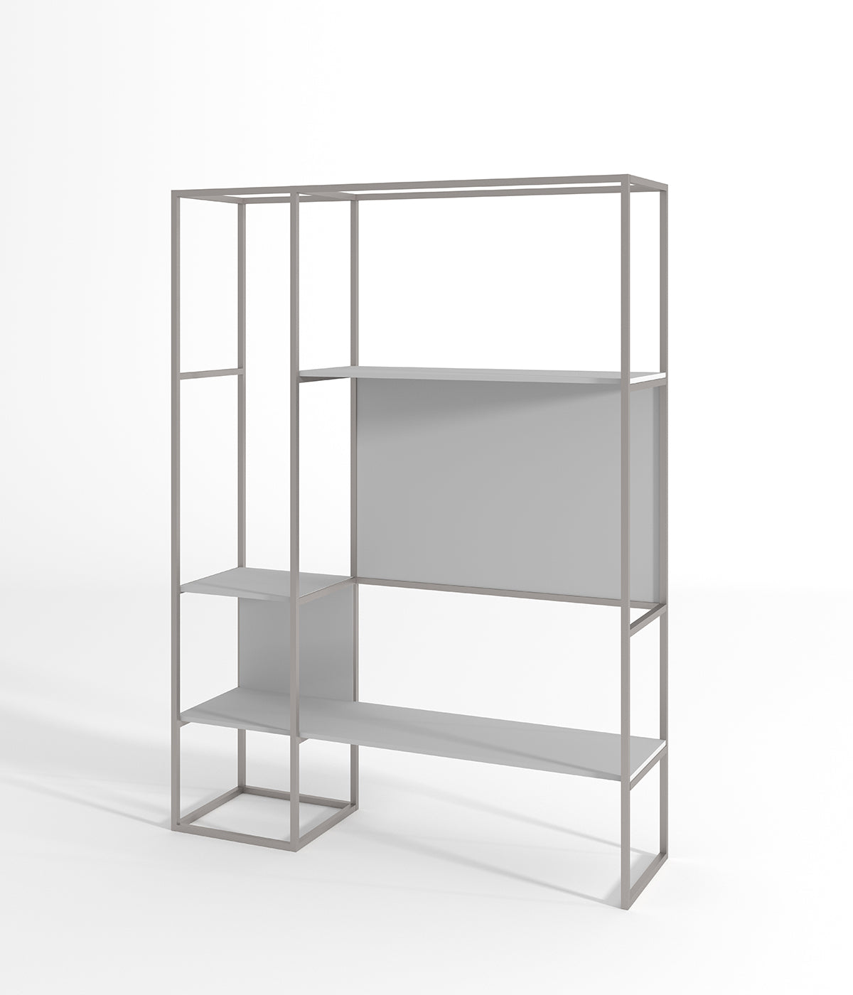 多層デザインのモダンなディスプレイスタンド - 金属フレームと木製棚付き、ブティック、メゾン、ショップに最適