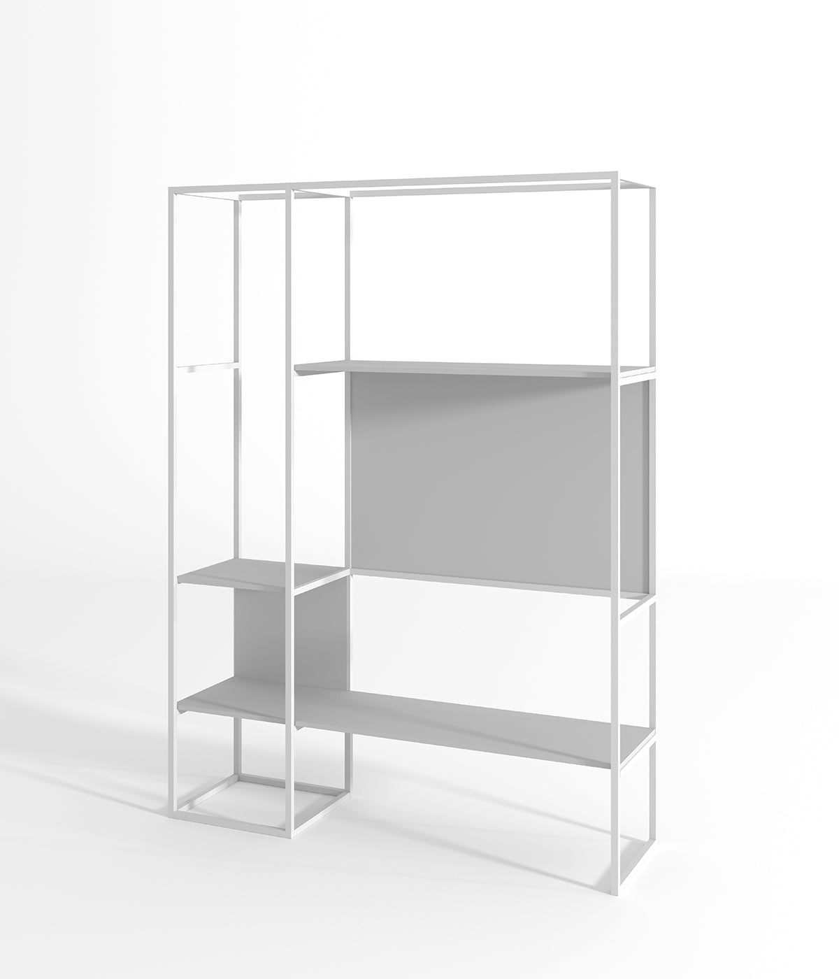 多層デザインのモダンなディスプレイスタンド - 金属フレームと木製棚付き、ブティック、メゾン、ショップに最適