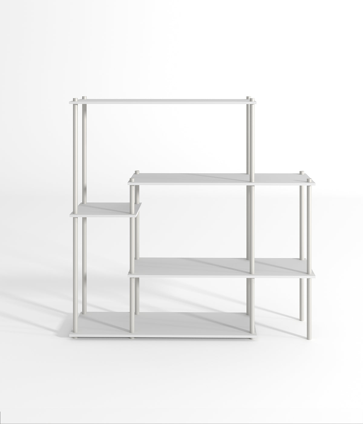 多層デザインのモダンなディスプレイスタンド - 金属フレームと木製棚付き、ブティック、メゾン、ショップに最適