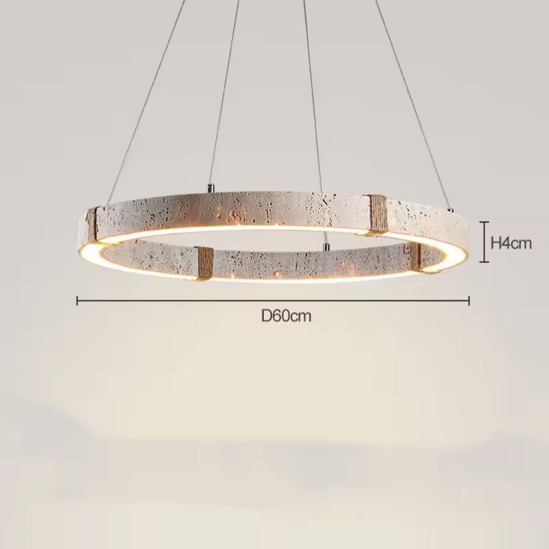 直径60cm 高さ4cmの石目調リング型LEDペンダントライト サイズ説明画像