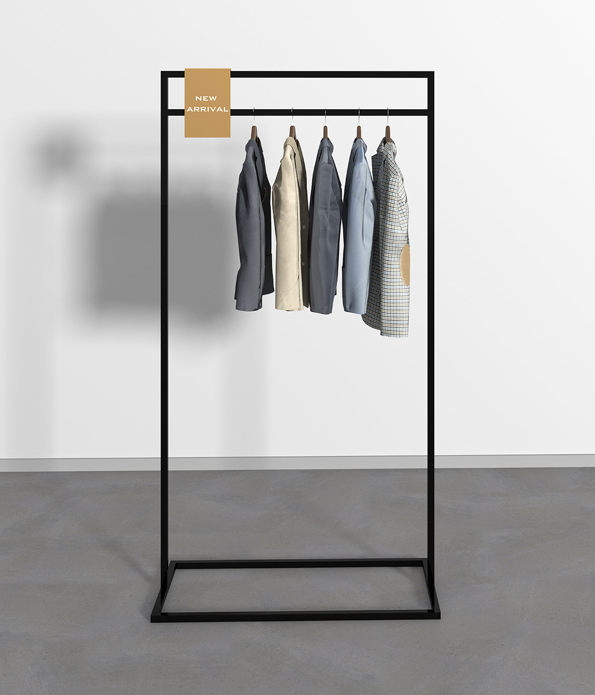 ブラックハンガーラック下棚付きモデル|省スペースで実用的な洋服ディスプレイラック