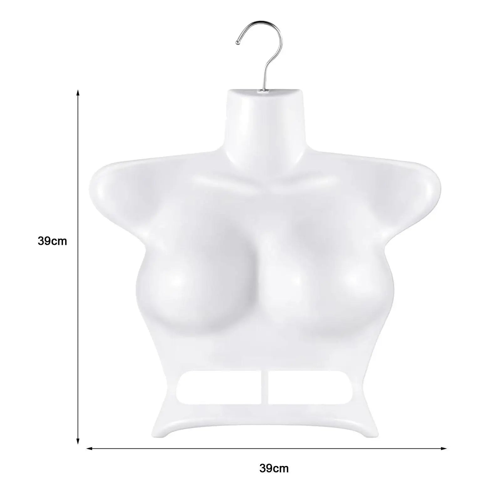 アパレル店舗やショールームでトップスやインナーを立体的に見せられるホワイト女性用トルソーハンガーのサイズ詳細