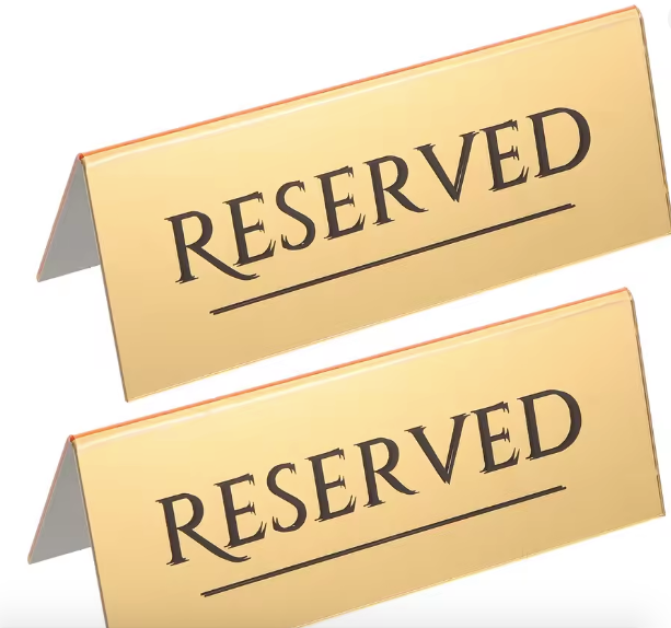 Table reservation cards and decorations | Reserved Plate 3501 
