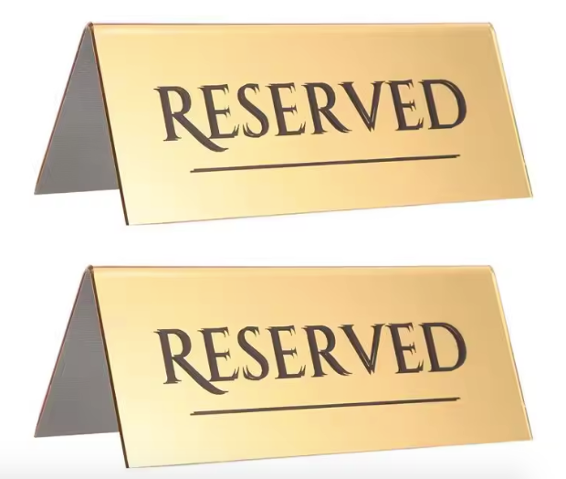 Table reservation cards and decorations | Reserved Plate 3501 