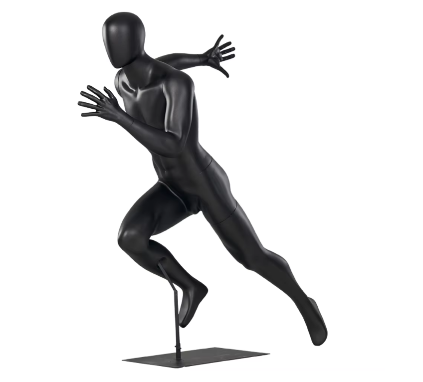 ランニングポーズのスポーツマネキン｜斜め前ビュー