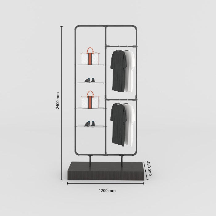 モダンなマルチ機能付きアパレルラック - ブティック、メゾン、アパレルショップに最適
