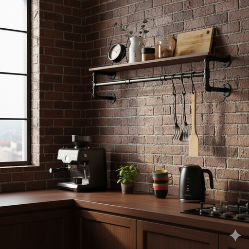 店舗用 ウォールマウント ハンガーラック（木製棚付き）2628