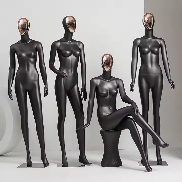 クロームヘッド付きファッションマネキン24167
