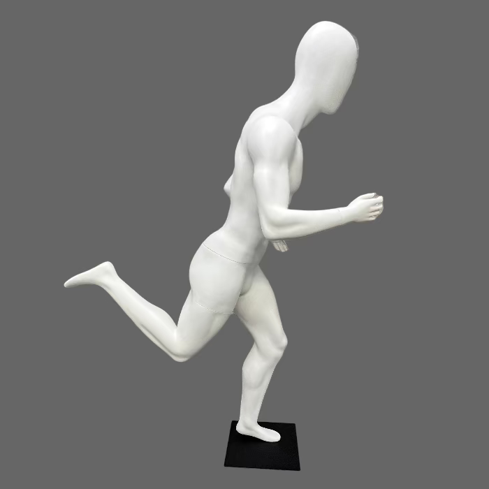 ホワイトスポーツマネキンのランニングポーズ｜右側面ビュー