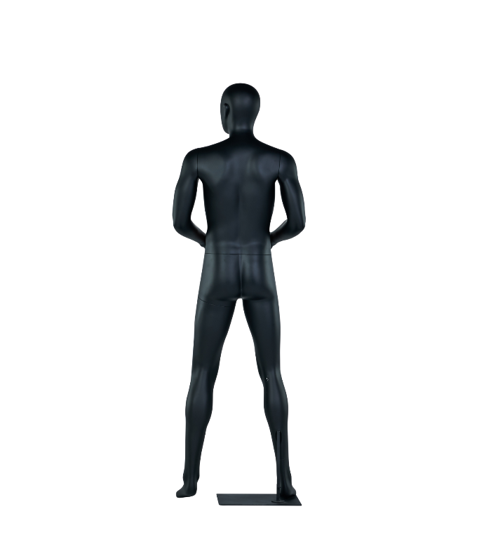 男性スポーツマネキン背面ビュー｜ブラックカラー・バスケットボールポーズ