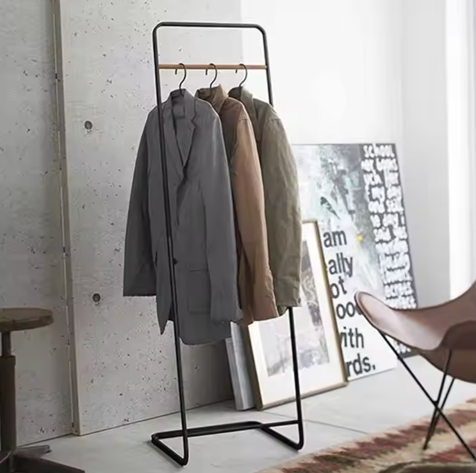 木製シェルフ付きハンガーラック 2621