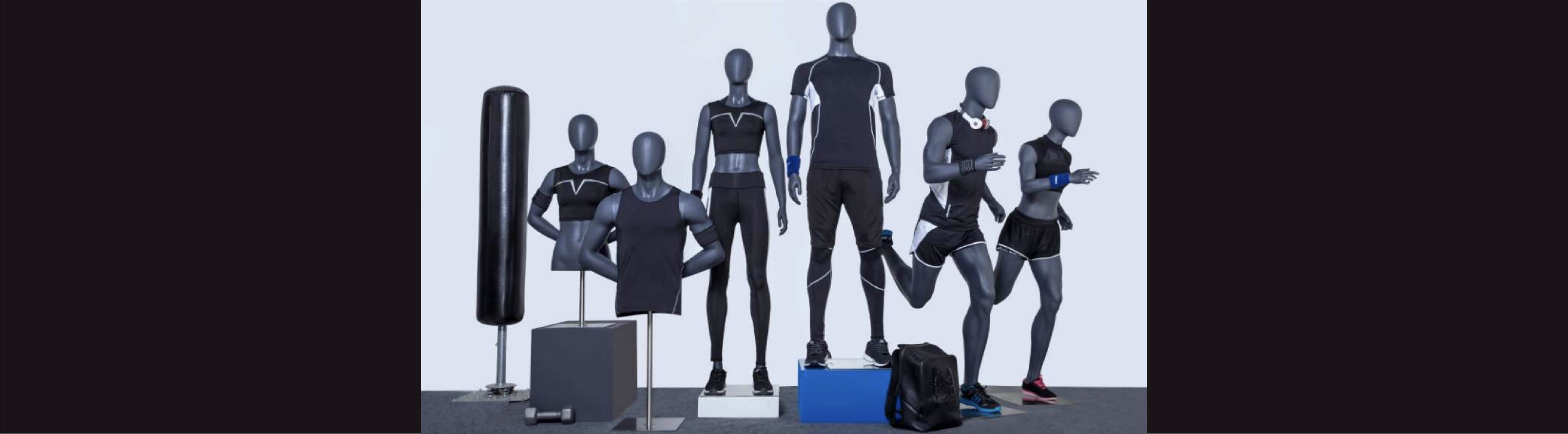 スポーツショップの店舗ディスプレイに使用されるスポーツマネキン