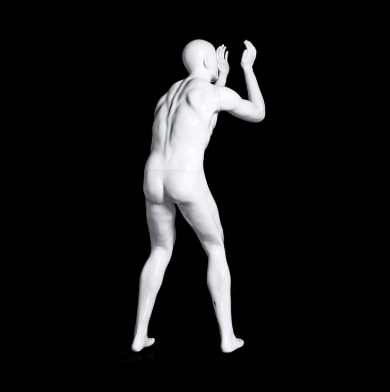 ホワイトのバスケットボールポーズ メンズマネキン背面｜WEONE