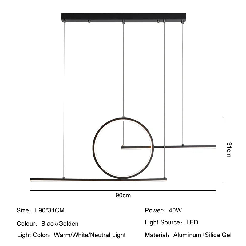 ブラック直線型LEDペンダントライト90cmの仕様画像