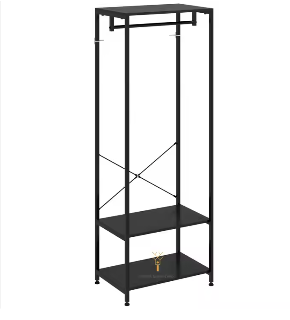 ブラックスチール製の多機能ハンガーラック単体商品画像