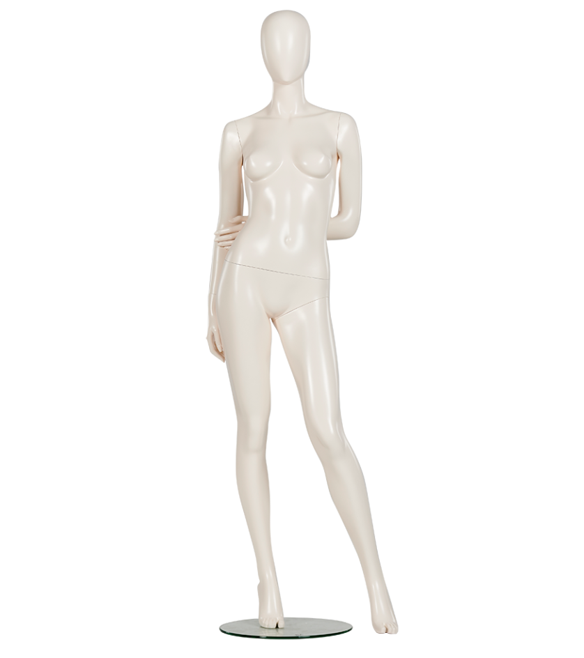 斜め前から見た女性マネキン 自然な立ち姿