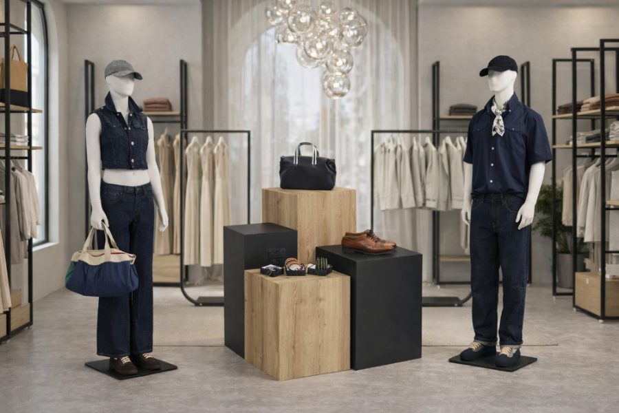 Fixtures and mannequins that create a selling space