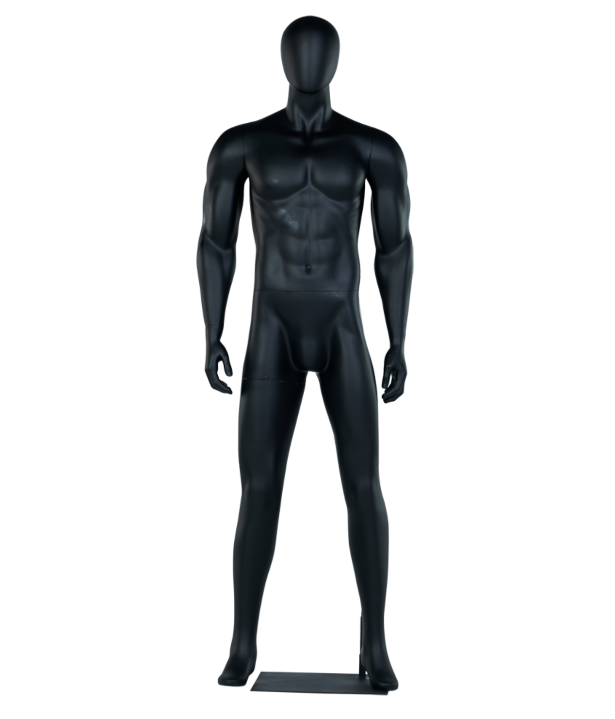 男性マネキン全身正面ビュー｜スタンダードポーズ・ブラックカラー