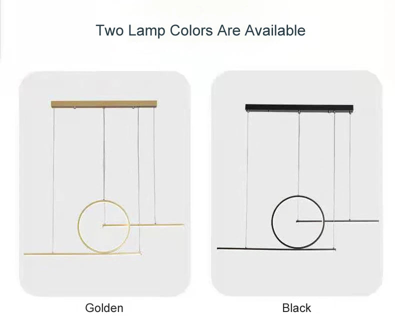 ゴールドとブラックの直線型LEDペンダントライトカラー比較