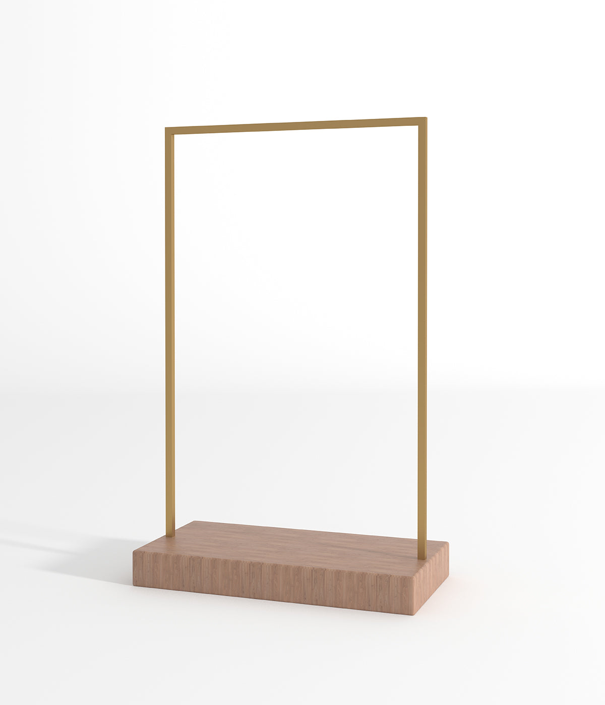 ゴールドフレームとウッドベースのスタイリッシュな衣類ラック什器