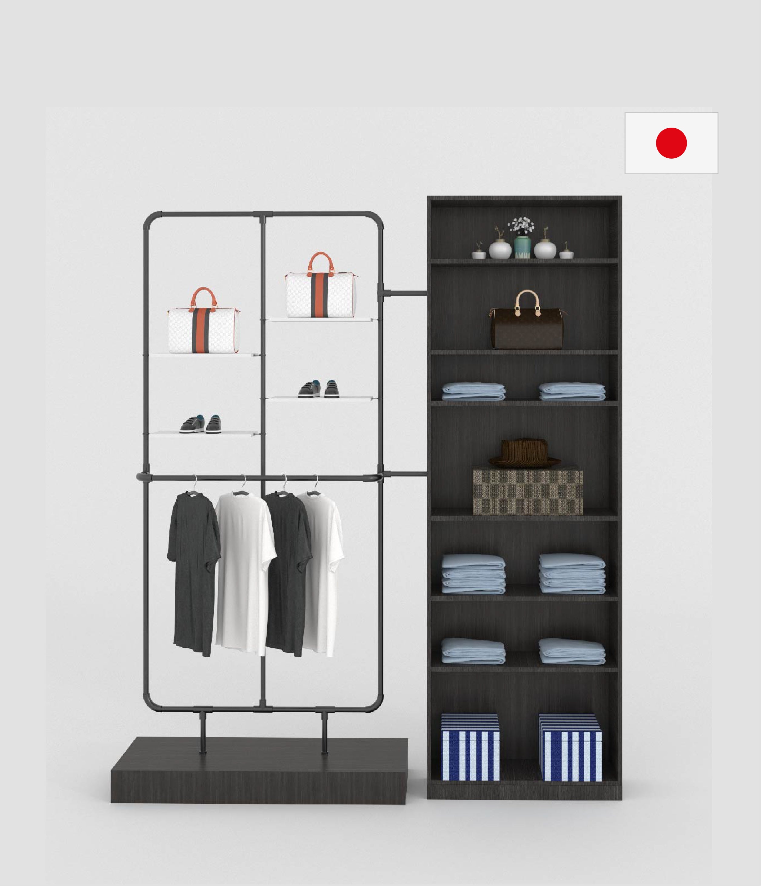 アンティーク ハンガーラック 2点セット【店舗什器・ディスプレイにも】 店舗用 ディスプレイハンガーラック｜WEONE