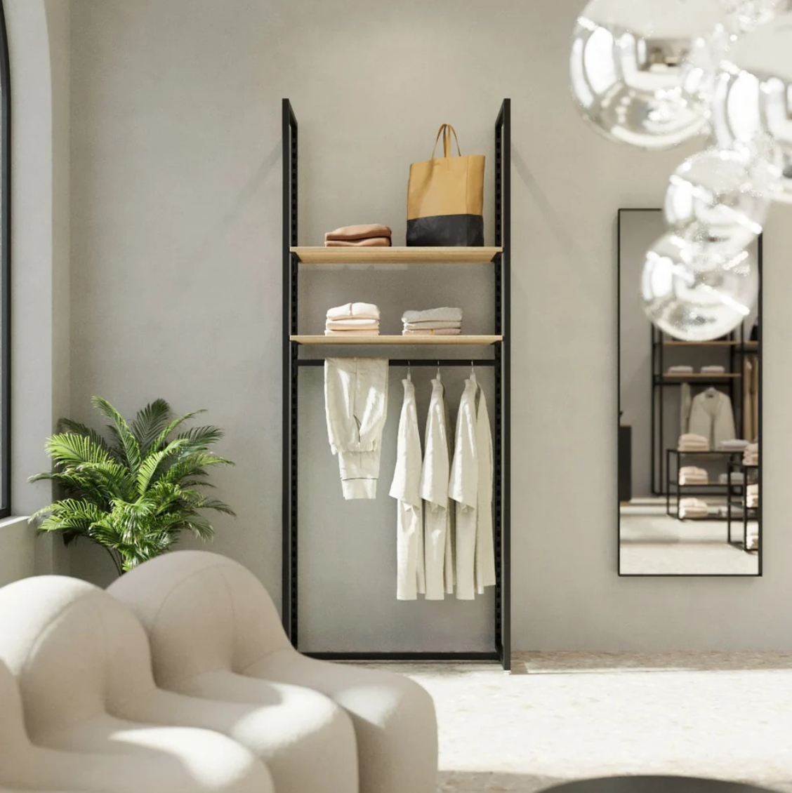 NEST シェルフ付きハンガーラック 高さ2600mmタイプ