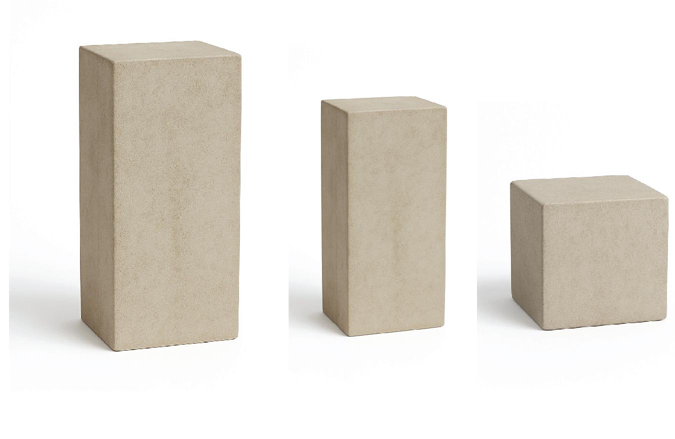 異なるサイズのモールテックス展示台座3点セット｜店舗ディスプレイ用ペデスタル