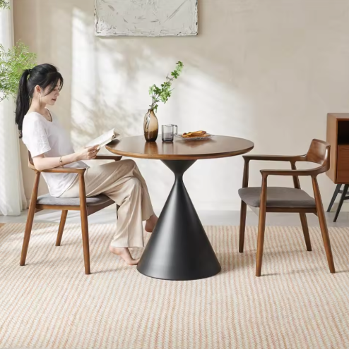 ラウンドダイニングテーブルとチェアセット ナチュラルモダンデザイン カフェ・ラウンジ向けインテリア家具
