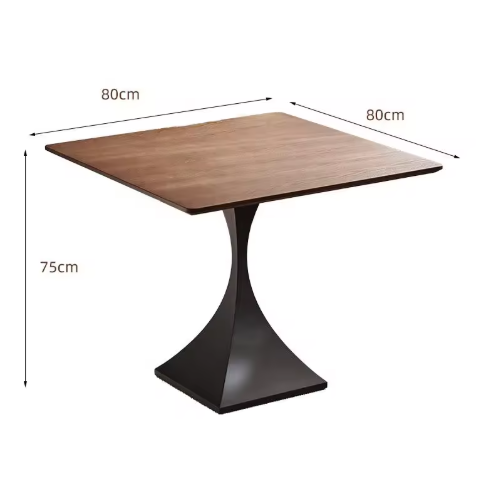 スクエアダイニングテーブル 80cm 木製天板とブラックベース モダンデザインのカフェテーブル