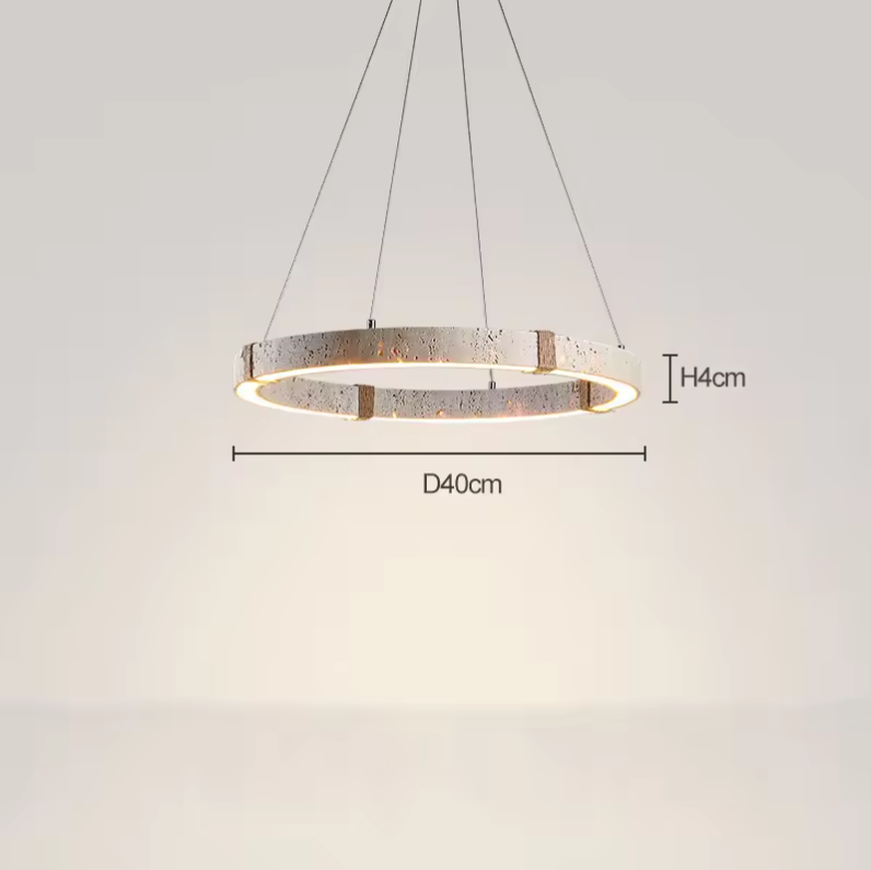 直径40cm 高さ4cmの石目調リング型LEDペンダントライト サイズ説明画像