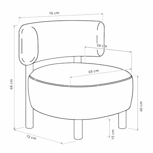 モダンチェアの技術図面｜寸法入り設計ライン図・円形シートと背もたれ構造