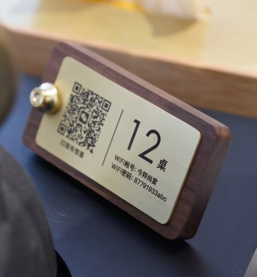 木製×金属 卓上スタンド QRコード付き テーブル番号表示
