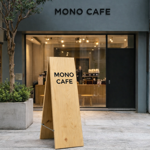 木製A型スタンド看板 カフェやレストランの入口に設置できるシンプルな店舗サイン